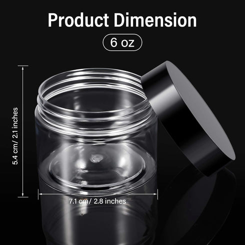 6 Pack 6 oz Plastic Jars Refillable Containers with Lids Wide-mouth Leakproof Reusable Round Empty Jars for Travel Cosmetic Dry Food Spice Cookie ...